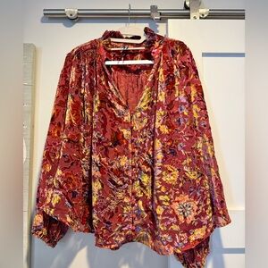 Anthropologie Floral Velvet Women's Top
